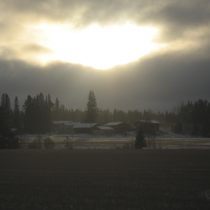 Maisema Onkijoen kylätontille jouluna 2011